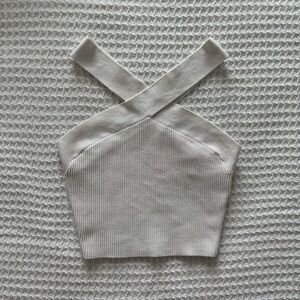 aritzia babaton sculpt knit criss cross cropped tank top